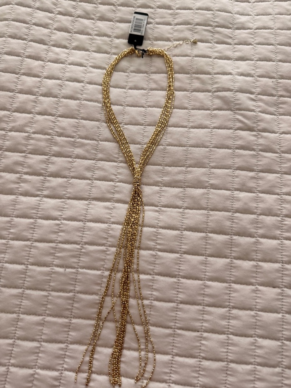 Gold Multi-Strand Beaded Tassel Necklace - Women Jewelry